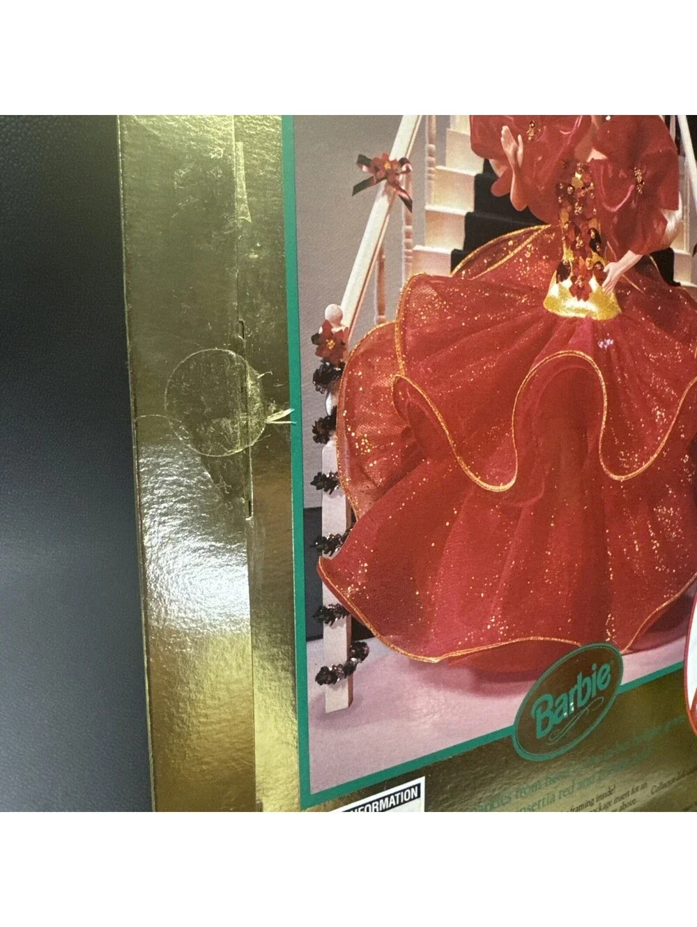 Barbie Happy Holidays 1992 Special Edition 10824 Red Gown Poinsettia Lot Of 2